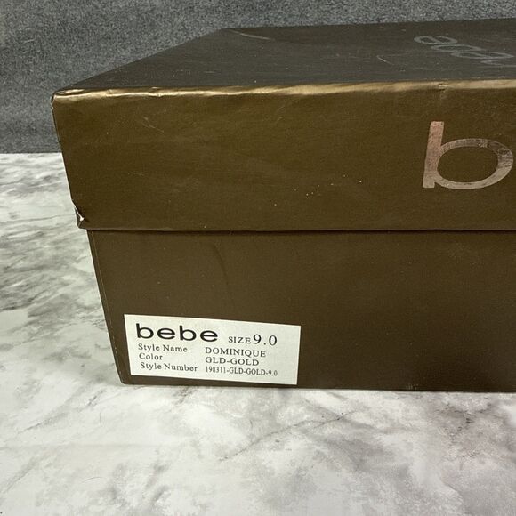 BEBE Celia Lace Wedge Platform Sandal Heels - Size 9 Medium - Gold - Picture 5 of 6